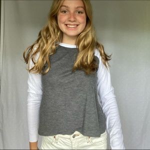 Grey and white long sleeve shirt